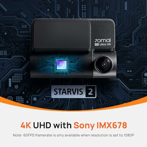 4K UHD dashcam with Sony IMX678 sensor and STARVIS 2 technology.