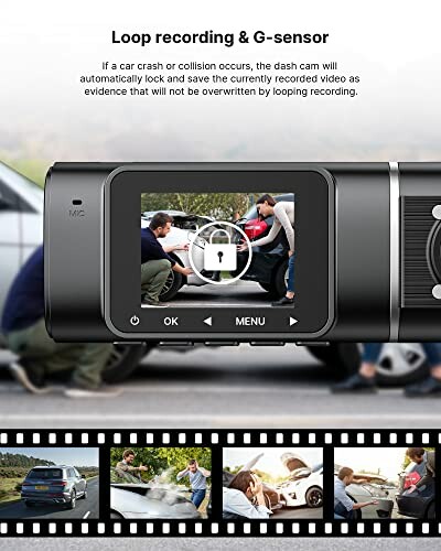 Dash cam with loop recording and G-sensor feature.