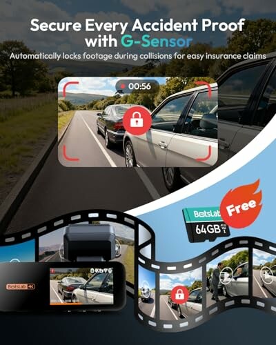 Dashcam with G-Sensor for secure accident footage.
